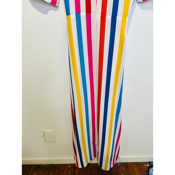 COLOR ME COURTNEY White Multicolor Stripes Taira Front Slit Wrap Dress size XS - Picture 10 of 16